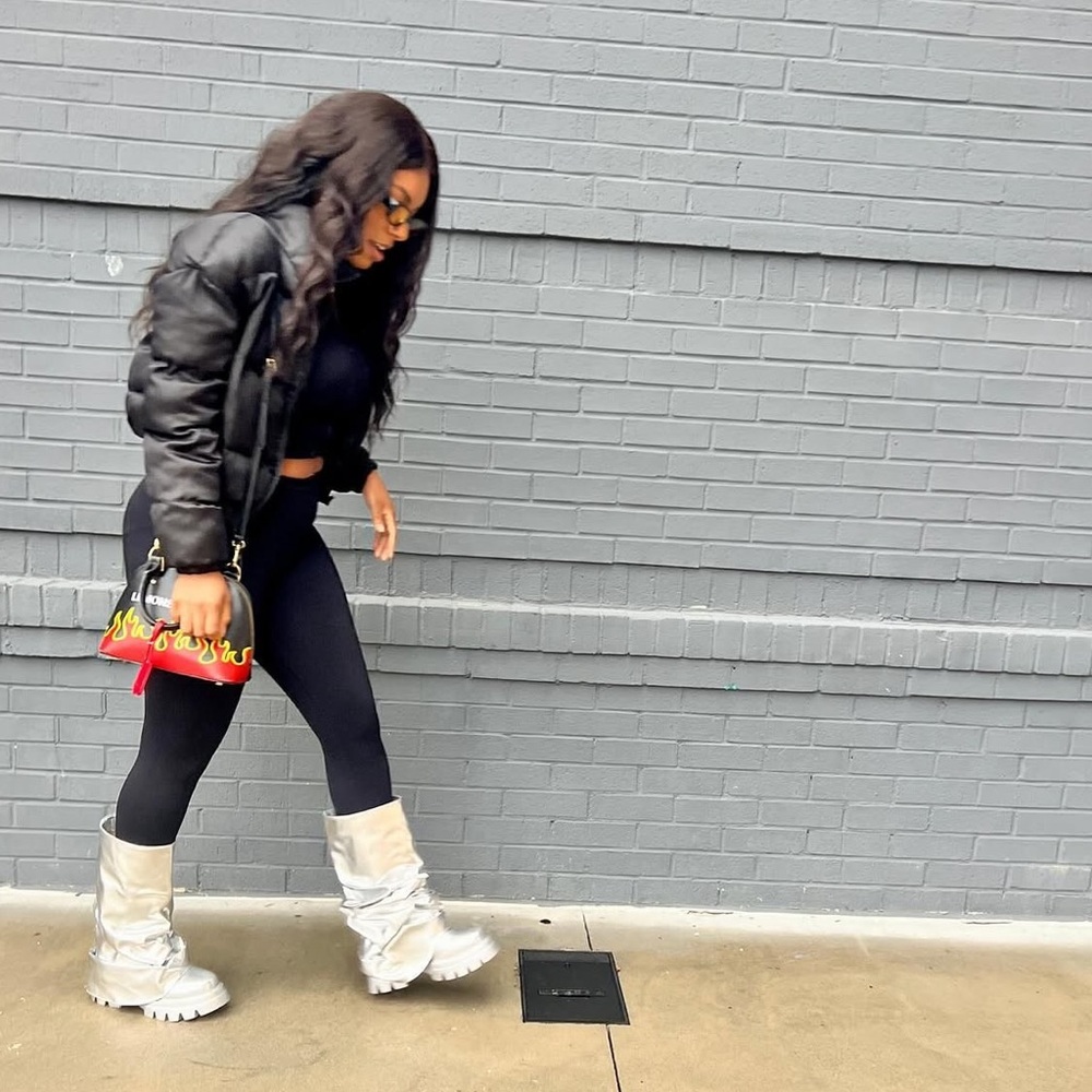 Azalea Wang Silver Combat Boots - Picture 2 of 11